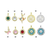 Colorful CZ Dance Girl Round Flower Butterfly Charm Pendant,Sku#LK1256