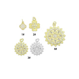 Gold Clear CZ Clover  Flower Charm Pendant,Sku#LK1259