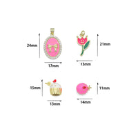 Colorful Enamel Bow tulip Flower Cup Cake charm, Sku#LK1262