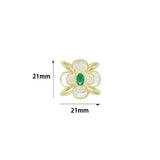 Mother of pearl green oval stone flower Statement Adjustable Ring, Sku#LK1264