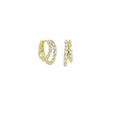 CZ Double Line Everyday Hoop Earrings, Sku#LK1265