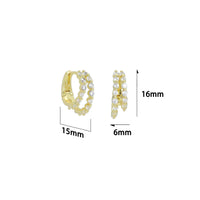 CZ Double Line Everyday Hoop Earrings, Sku#LK1265