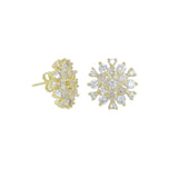 Clear CZ Gold Flower Stud Earrings, Sku#LK1268