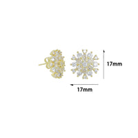 Clear CZ Gold Flower Stud Earrings, Sku#LK1268