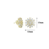 Clear CZ Gold Flower Stud Earrings, Sku#LK1268