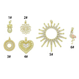 Pineapple Flower Filigree Circle Heart Sunburst Flamingo charm, Sku#LK1270