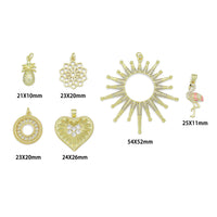 Pineapple Flower Filigree Circle Heart Sunburst Flamingo charm, Sku#LK1270