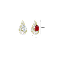 Clear Red CZ Gold Teardrop Shape charm Pendant, Sku#LK1271