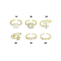 Rectangle, Square, Cross Heart, Flower, Zig zag, Tiny heart adjustable Ring, Sku#LK1272