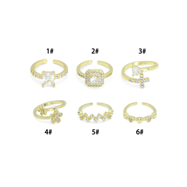 Rectangle, Square, Cross Heart, Flower, Zig zag, Tiny heart adjustable Ring, Sku#LK1272