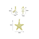 Gold Clear CZ Cross Heart Starfish Flower Big CZ Pendant charm, Sku#LK1273