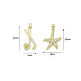CZ Pave Hockey Stick Ball, Starfish Pendant charm, Sku#LK1274