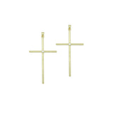 Large Gold Cross with CZ Center Pendant charm, Sku#LK1277