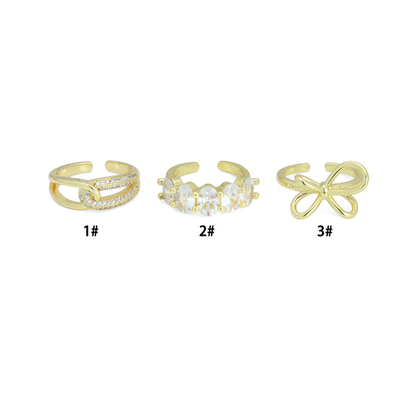 Clear CZ Bowknot Cross adjustable Ring, Sku#LK1278