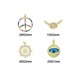 Colorful CZ Peace Sign Evil Eye Knot Connector Diamond Wheel Pendant charm, Sku#LK1280