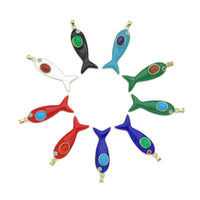 Colorful Enamel Fish Pedant For Necklace Bracelet Jewelry Making Supply, Fish Charm, Sku#LK1281