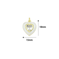White Mother of Pearl with CZ Center Heart  Heart Pendant charm, Sku#LK1282