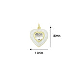 White Mother of Pearl with CZ Center Heart  Heart Pendant charm, Sku#LK1282