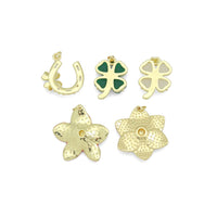 Lucky flower horseshoe, Clover Flower, large red white flower Charm Pendant, Sku#LK1285