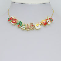 Colorful Enamel Gold Christmas Spacer Charm Pendant, Sku#LK1287