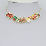 Colorful Enamel Gold Christmas Spacer Charm Pendant, Sku#LK1287