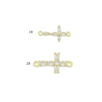 Clear CZ Gold Cross Connector Charm Pendant, Sku#LK1288