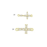 Clear CZ Gold Cross Connector Charm Pendant, Sku#LK1288