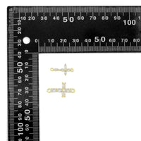 Clear CZ Gold Cross Connector Charm Pendant, Sku#LK1288