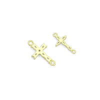 Clear CZ Gold Cross Connector Charm Pendant, Sku#LK1288
