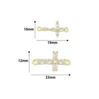 Clear CZ Gold Cross Connector Charm Pendant, Sku#LK1288