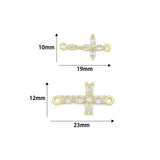 Clear CZ Gold Cross Connector Charm Pendant, Sku#LK1288