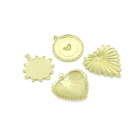 Large Spike Coin, Heart Charm Pendant, Sku#LK1289