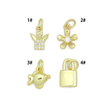 Clear CZ Gold Angel Charm Pendant, Sku#LK1290