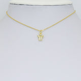 Clear CZ Gold Angel Charm Pendant, Sku#LK1290