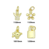 Clear CZ Gold Angel Charm Pendant, Sku#LK1290