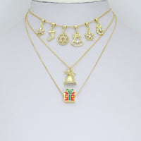 Christmas Holiday Charm collection, Christmas Snowflake Bell gift box wreath Charm Pendant, Sku#LK1291