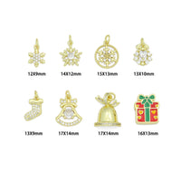 Christmas Holiday Charm collection, Christmas Snowflake Bell gift box wreath Charm Pendant, Sku#LK1291