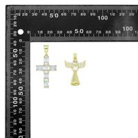 Clear CZ Cross Angel With Swings Charm Pendant, Sku#LK1294