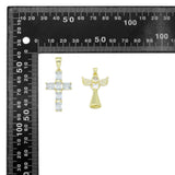 Clear CZ Cross Angel With Swings Charm Pendant, Sku#LK1294
