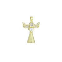 Clear CZ Cross Angel With Swings Charm Pendant, Sku#LK1294