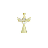 Clear CZ Cross Angel With Swings Charm Pendant, Sku#LK1294
