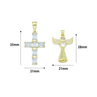 Clear CZ Cross Angel With Swings Charm Pendant, Sku#LK1294