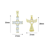 Clear CZ Cross Angel With Swings Charm Pendant, Sku#LK1294