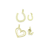 Gold Baguette CZ Horseshoe, Pearl Horseshoe, Double Heart, Mouse Charm Pendant, Sku#LK1295
