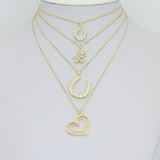 Gold Baguette CZ Horseshoe, Pearl Horseshoe, Double Heart, Mouse Charm Pendant, Sku#LK1295