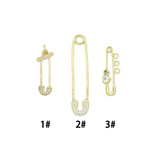 Clear CZ Safety Pin Shape Charm Pendant, Sku#LK1296