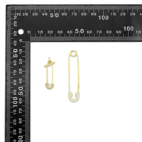 Clear CZ Safety Pin Shape Charm Pendant, Sku#LK1296