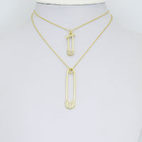 Clear CZ Safety Pin Shape Charm Pendant, Sku#LK1296