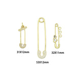 Clear CZ Safety Pin Shape Charm Pendant, Sku#LK1296