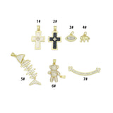 Cross Bear Fish Eye Elephant Bar Charm Pendant, Sku#LK1298